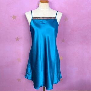 LA Intimates Vintage Teal Satin Lingerie Y2K Flirty Whimsical Coquette Fairy